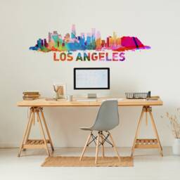 Los Angeles, Skyline, Angeles Cityscape, Decal, Office Art, City Wall Art - Skulangelesskysticker - thumbnail 2