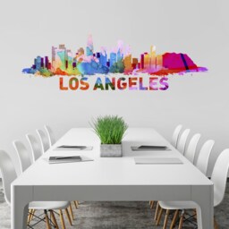 Los Angeles, Skyline, Angeles Cityscape, Decal, Office Art, City Wall Art - Skulangelesskysticker - thumbnail 3