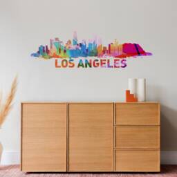 Los Angeles, Skyline, Angeles Cityscape, Decal, Office Art, City Wall Art - Skulangelesskysticker - thumbnail 1