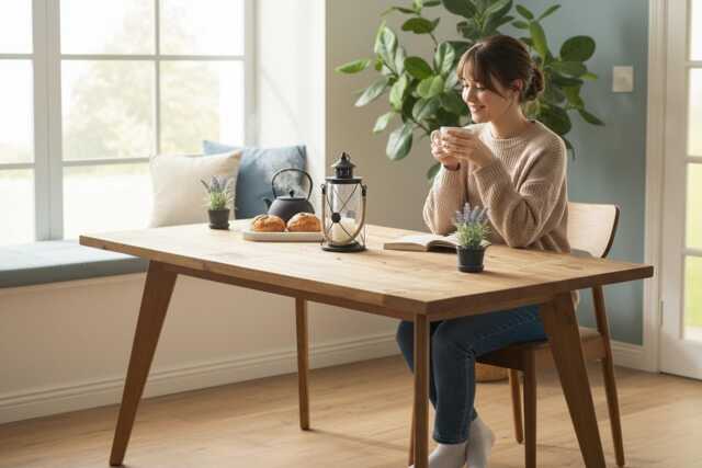 Scandinavian Dining Table With Tapered Legs - image 1