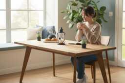 Scandinavian Dining Table With Tapered Legs - thumbnail 1