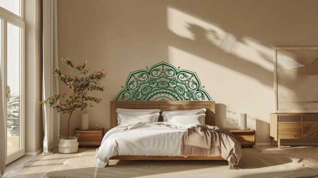 Half Mandala Wall Decal, Boho Bedroom Mural, Rental Friendly Art - image 1