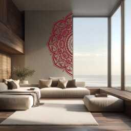 Half Mandala Wall Decal, Boho Bedroom Mural, Rental Friendly Art - thumbnail 4