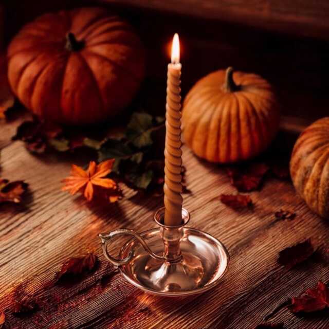 Handmade Copper Candlestick Holder - Vintage Rustic Home D??cor Halloween Table Christmas Gift - image 1