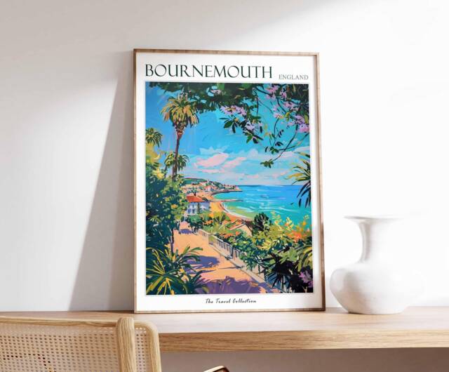 Bournemouth Travel Poster Coastal England Art Print - image 1