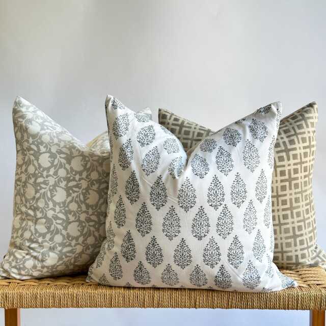 "Neutral Boho Pillow Cover Set Handmade Linen Decorative Pillows - 20"" X 20" - image 1