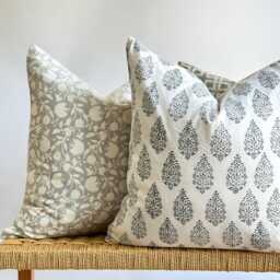 "Neutral Boho Pillow Cover Set Handmade Linen Decorative Pillows - 20"" X 20" - thumbnail 2