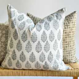 "Neutral Boho Pillow Cover Set Handmade Linen Decorative Pillows - 20"" X 20" - thumbnail 3