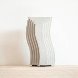 Wavey Geometric Concrete Vase - Modern Design For Faux Or Dried Flowers - thumbnail 2