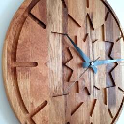 Modern Oak Wooden Wall Clock, 15'' Minimalist Silent Handmade Home Decor, Gift - thumbnail 2