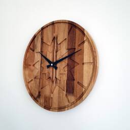 Modern Oak Wooden Wall Clock, 15'' Minimalist Silent Handmade Home Decor, Gift - thumbnail 3