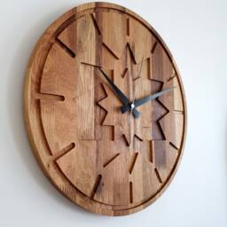 Modern Oak Wooden Wall Clock, 15'' Minimalist Silent Handmade Home Decor, Gift - thumbnail 4