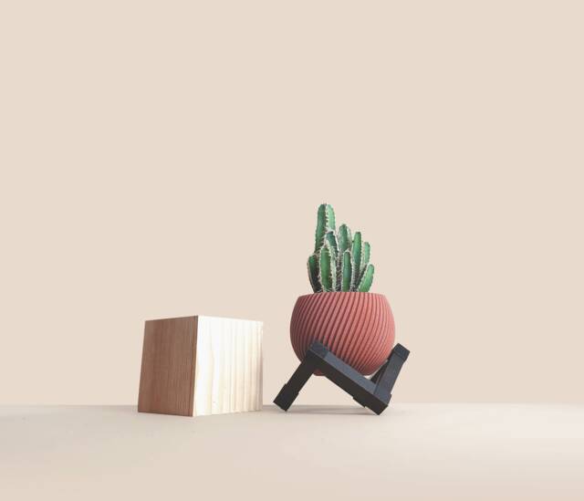 Recycled Wooden Plant Pot With Support For Plants/ Cactus, Minimalist & Modern, Home Decor, Original Gift - image 1