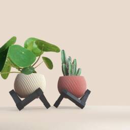 Recycled Wooden Plant Pot With Support For Plants/ Cactus, Minimalist & Modern, Home Decor, Original Gift - thumbnail 2