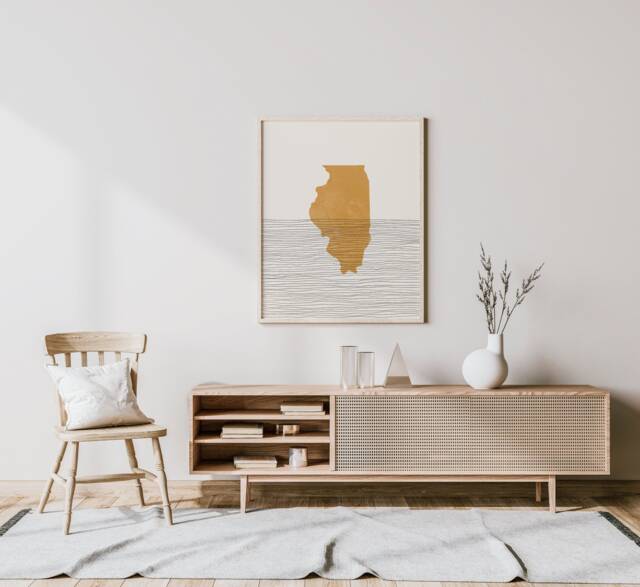 Boho Illinois Wall Art - Mid Century Modern Art, Minimalist Print, Gift Idea Decor, Print - image 1