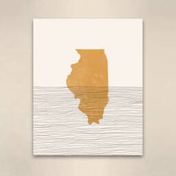 Boho Illinois Wall Art - Mid Century Modern Art, Minimalist Print, Gift Idea Decor, Print - thumbnail 2