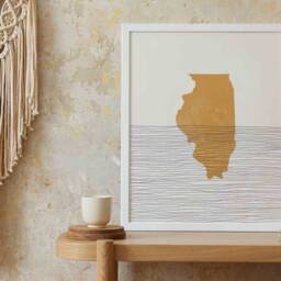 Boho Illinois Wall Art - Mid Century Modern Art, Minimalist Print, Gift Idea Decor, Print - thumbnail 3