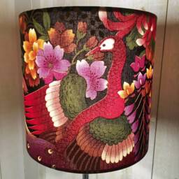 Peacock Lampshade Japanese Floral Gold Metallic Light Shade - thumbnail 4