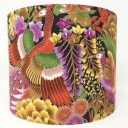 Peacock Lampshade Japanese Floral Gold Metallic Light Shade - thumbnail 1