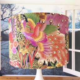 Peacock Lampshade Japanese Floral Gold Metallic Light Shade - thumbnail 3