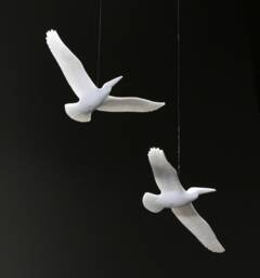 Pelican Mobile Sculpture Statue By John Perry Duo 6In Wingspan Figurine - thumbnail 1