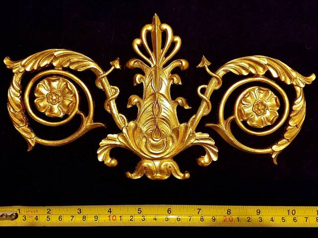 French Louis Xvi Style Decorative Wall Furniture Applique Moulding Pediment Gold Gilt Plastic Decoration - image 1