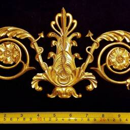 French Louis Xvi Style Decorative Wall Furniture Applique Moulding Pediment Gold Gilt Plastic Decoration - thumbnail 2
