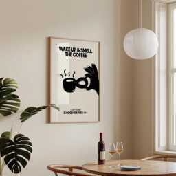 Kitchen Wall Art, Prints, Coffee Art Poster, Retro Hand Drawn Doodle Print, Cafe Wake Up & Smell The Print - thumbnail 3