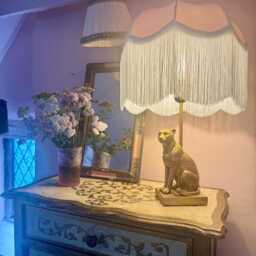 Handmade Dusky Pink Velvet Fringed Lampshade, Art Deco Style - thumbnail 4