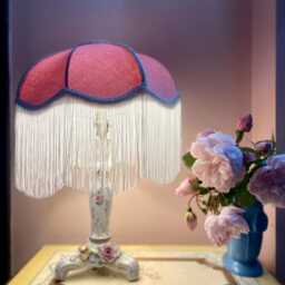 Handmade Dusky Pink Velvet Fringed Lampshade, Art Deco Style - thumbnail 2