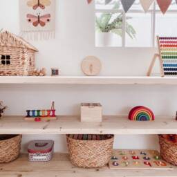 Handmade Rustic Wood Montessori Shelf Children's Toy Storage Bookcase - thumbnail 2