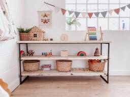 Handmade Rustic Wood Montessori Shelf Children's Toy Storage Bookcase - thumbnail 1