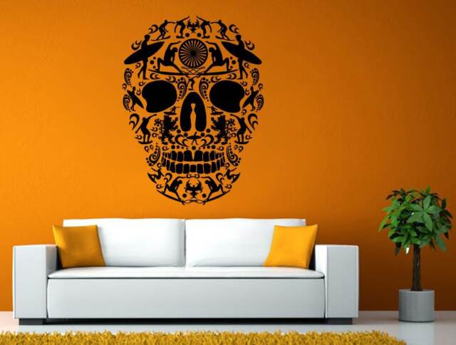 Surfing Sugar Skull Head Wave Beach Water Sport Wall Stickers Decals Vinyl Mural Decor Art L2105 - image 1