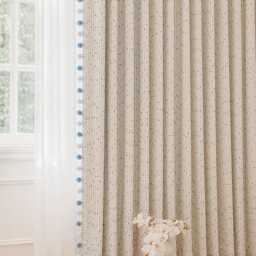 A Pair Of Pink Texture Curtains With Pompom Trim, Nursery Custom Living Room Bedroom Curtains, Custom Made, Divider - thumbnail 4