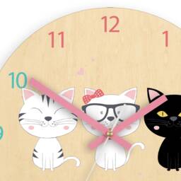 Cute Cats White & Black , Childrens Wall Clock - Kids Personalized Name Girls 30cm/11, 81 - thumbnail 2