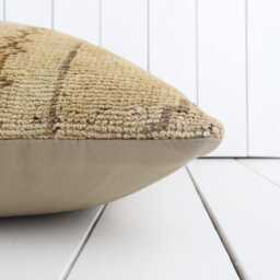 Turkish Kilim Pillow Cover 20x20 Beige Woven Throw - thumbnail 4
