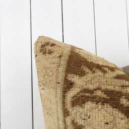 Turkish Kilim Pillow Cover 20x20 Beige Woven Throw - thumbnail 3
