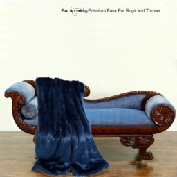 Luxury Royal Blue Faux Fur Throw Blanket - Minky Cuddle Lining