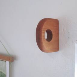 Minimal Cherry Curtain Rod Bracket, Modern Holder - Solid Cherry Wood with Natural Finish - thumbnail 2