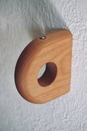 Minimal Cherry Curtain Rod Bracket, Modern Holder - Solid Cherry Wood with Natural Finish