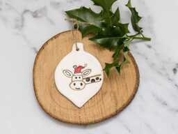 Giraffe Christmas Tree Decoration, Handmade Ceramic Image Bauble, Present, Gift, Secret Santa - thumbnail 1