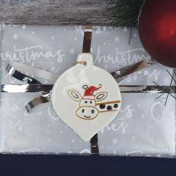 Giraffe Christmas Tree Decoration, Handmade Ceramic Image Bauble, Present, Gift, Secret Santa - thumbnail 2