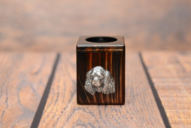 Cavalier King Charles Spaniel - Wooden Candlestick With Dog, Souvenir, Decoration, Limited Edition, Collection - image 1