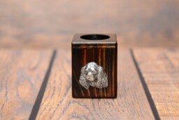 Cavalier King Charles Spaniel - Wooden Candlestick With Dog, Souvenir, Decoration, Limited Edition, Collection - thumbnail 1