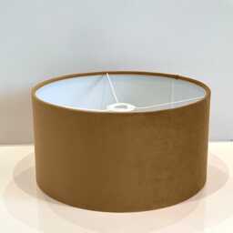 New Handmade Old Gold Brwon Velvet Drum Lamp Shade Suitable For Tables & Ceilings With White Lining All Shapes Available Sizes On Demand - thumbnail 2