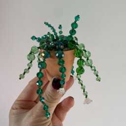 Glass Beaded Succulent Suncatcher Terracotta Pot Ornament - thumbnail 2
