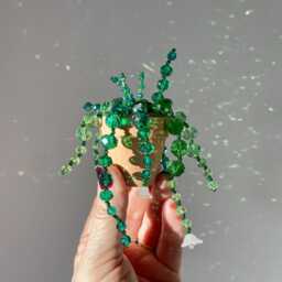 Glass Beaded Succulent Suncatcher Terracotta Pot Ornament - thumbnail 3