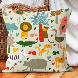 Children's Lion Pillow Case/Monkey Print Kids Room Decor/Cat Model Playroom Decor Cushions/Animal Fun Pillows/Nursery Cushions - thumbnail 2