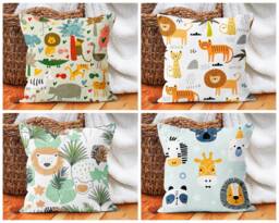 Children's Lion Pillow Case/Monkey Print Kids Room Decor/Cat Model Playroom Decor Cushions/Animal Fun Pillows/Nursery Cushions