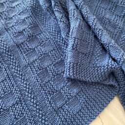 Cosy Hand Knitted Baby Blanket ~ Denim Blue Easy Care Washable Acrylic - thumbnail 3